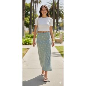 NWT Urban Renewal Textured Maxi Skirt M Blue Green Y2K Fairy Grunge Whimsigoth